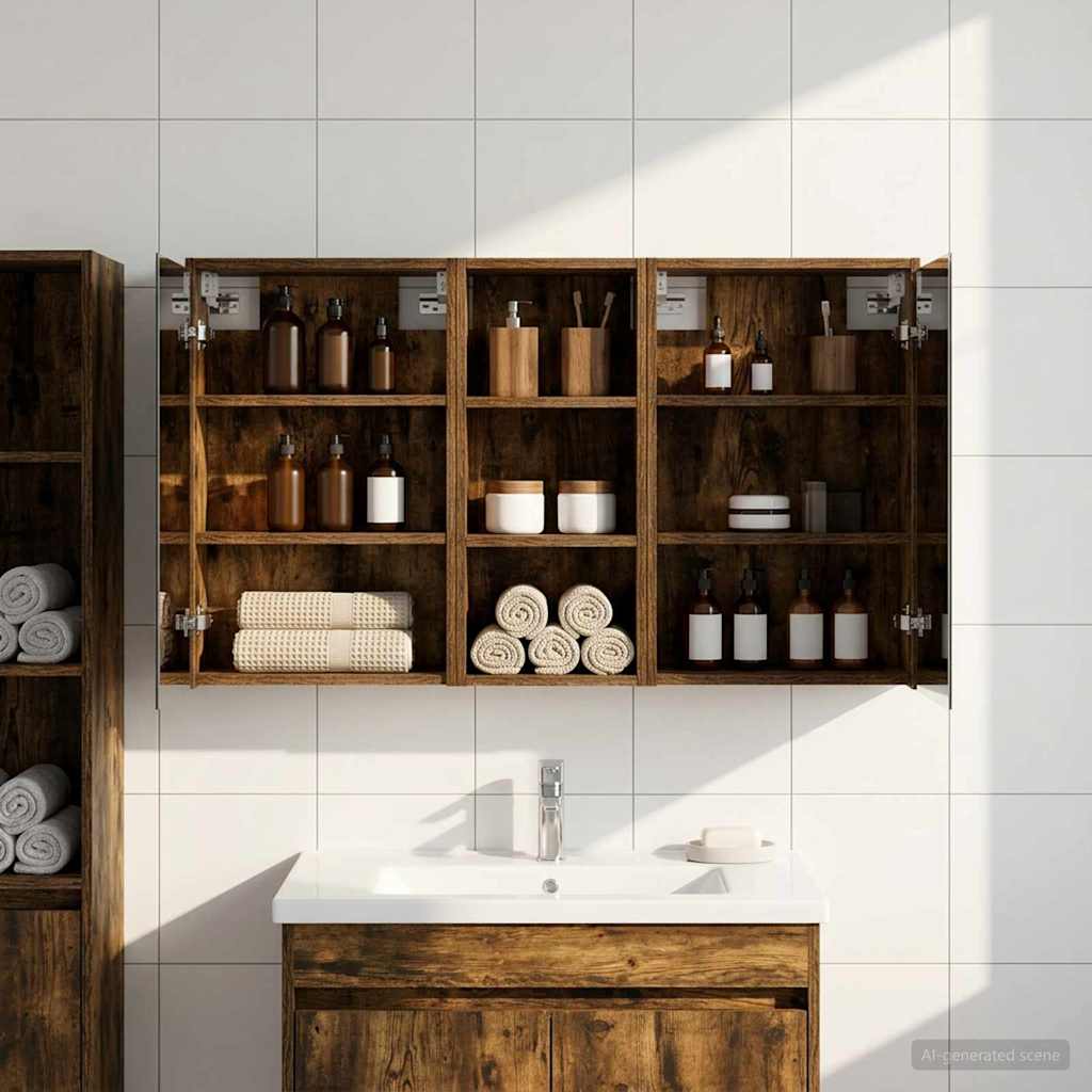 Badkamerkastenset voor 3 pcs 116 x 16 x 62,5 cm Bewerkt hout