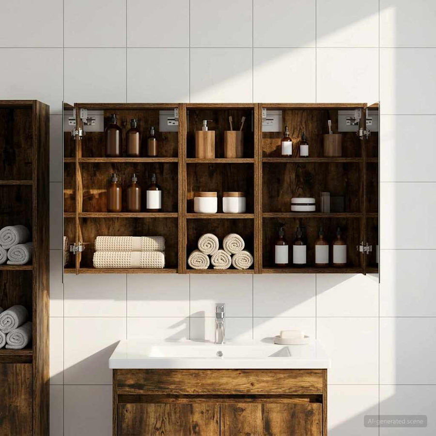 Badkamerkastenset voor 3 pcs 116 x 16 x 62,5 cm Bewerkt hout