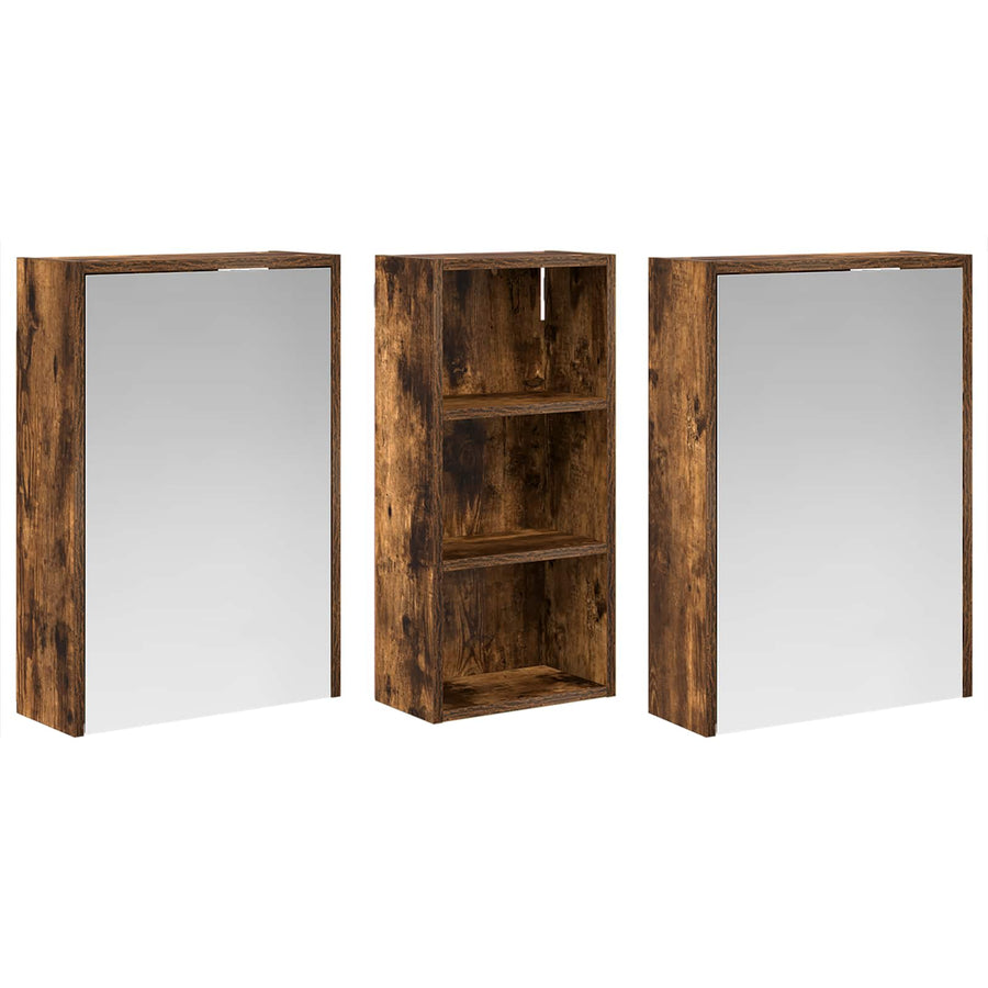 Badkamerkastenset voor 3 pcs 116 x 16 x 62,5 cm Bewerkt hout