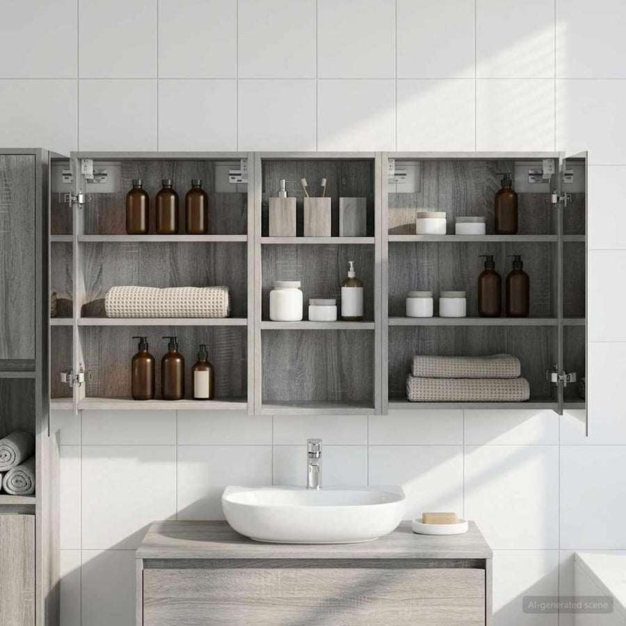 Badkamerkastenset voor 3 pcs 116 x 16 x 62,5 cm Bewerkt hout