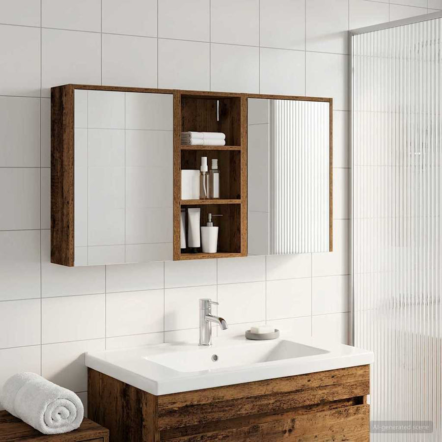 Badkamerkastenset voor 3 pcs 116 x 16 x 62,5 cm Bewerkt hout