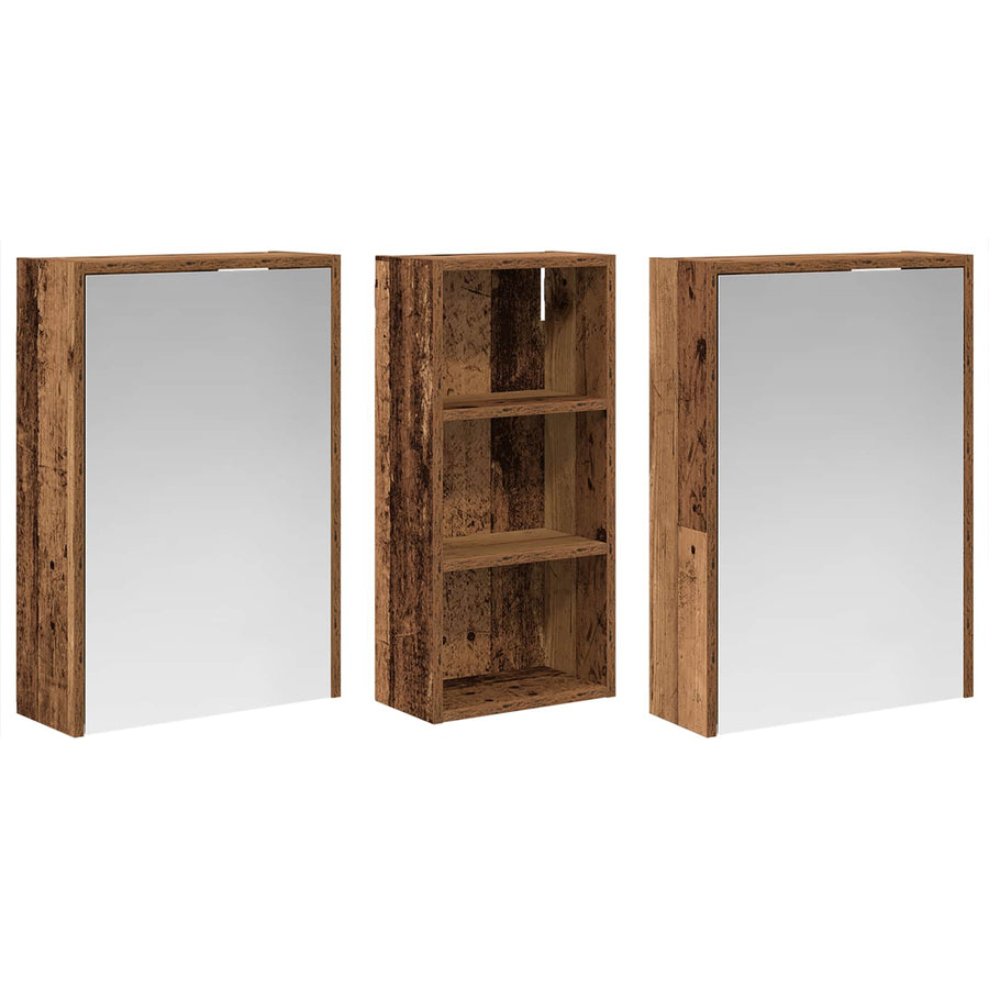 Badkamerkastenset voor 3 pcs 116 x 16 x 62,5 cm Bewerkt hout