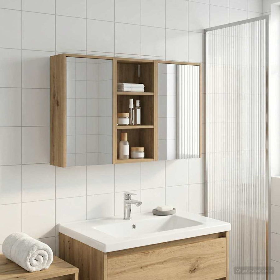 Badkamerkastenset voor 3 pcs 116 x 16 x 62,5 cm Bewerkt hout