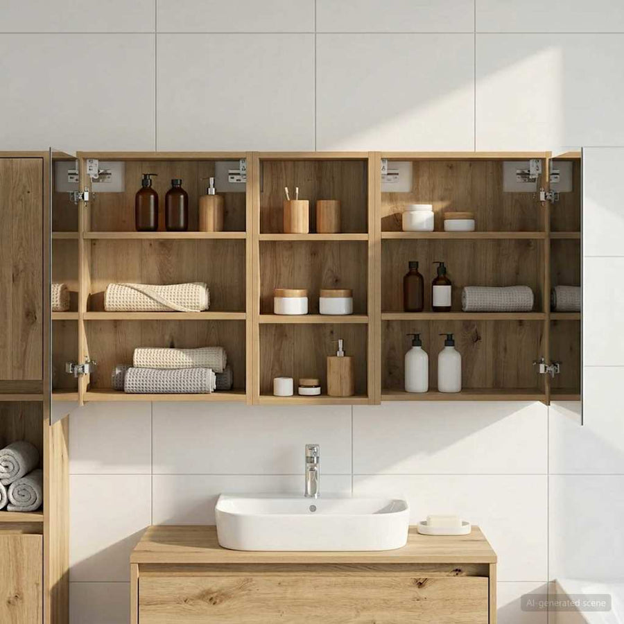 Badkamerkastenset voor 3 pcs 116 x 16 x 62,5 cm Bewerkt hout
