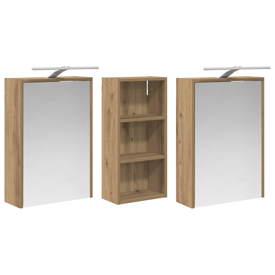 Badkamerkastenset voor 3 pcs 116 x 16 x 62,5 cm Bewerkt hout