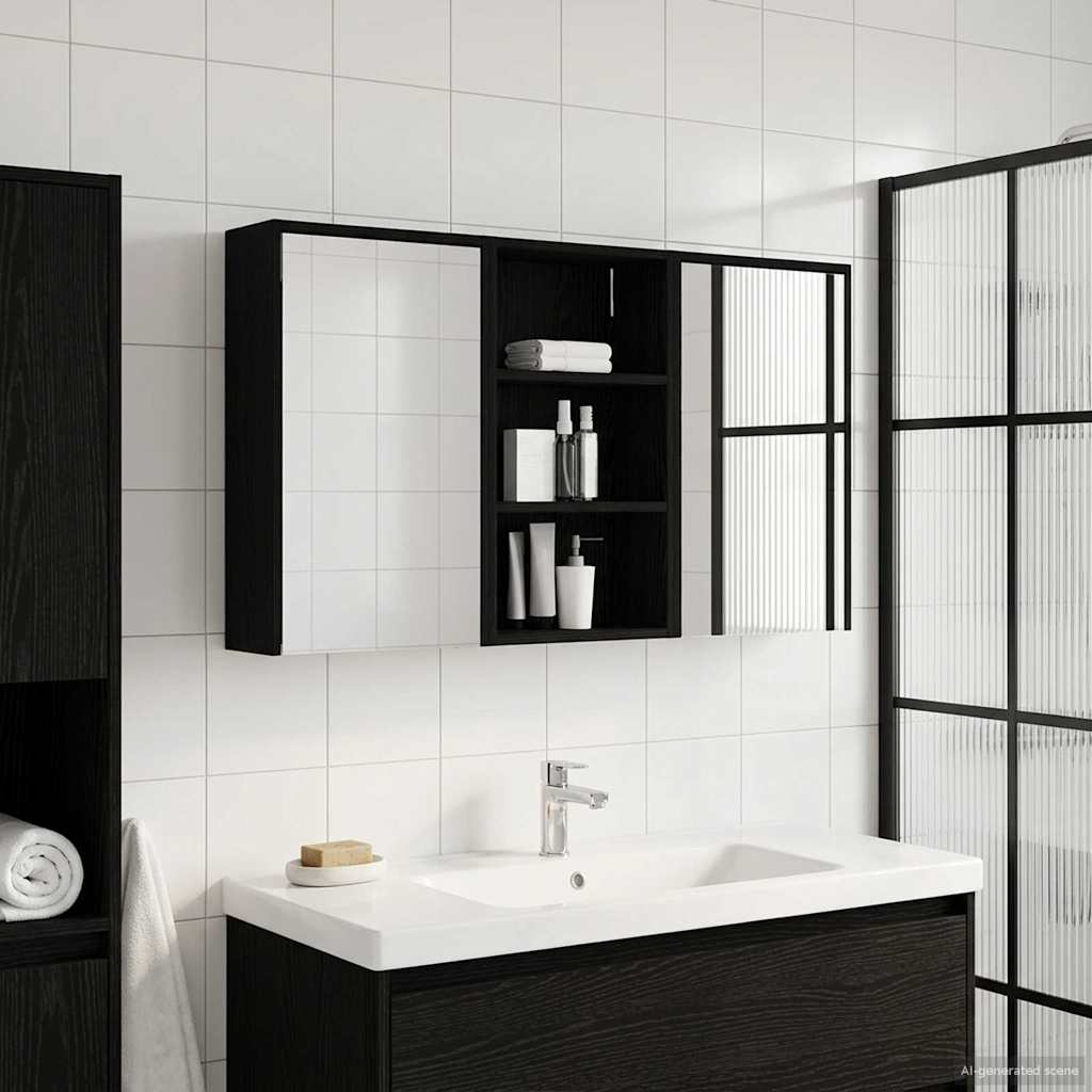 Badkamerkastenset 3 pcs 126 x 16 x 62.5 cm Bewerkt hout