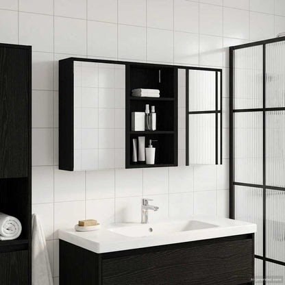 Badkamerkastenset 3 pcs 126 x 16 x 62.5 cm Bewerkt hout