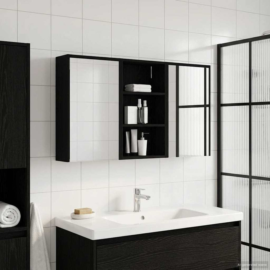 Badkamerkastenset 3 pcs 126 x 16 x 62.5 cm Bewerkt hout