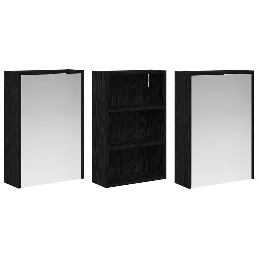 Badkamerkastenset 3 pcs 126 x 16 x 62.5 cm Bewerkt hout