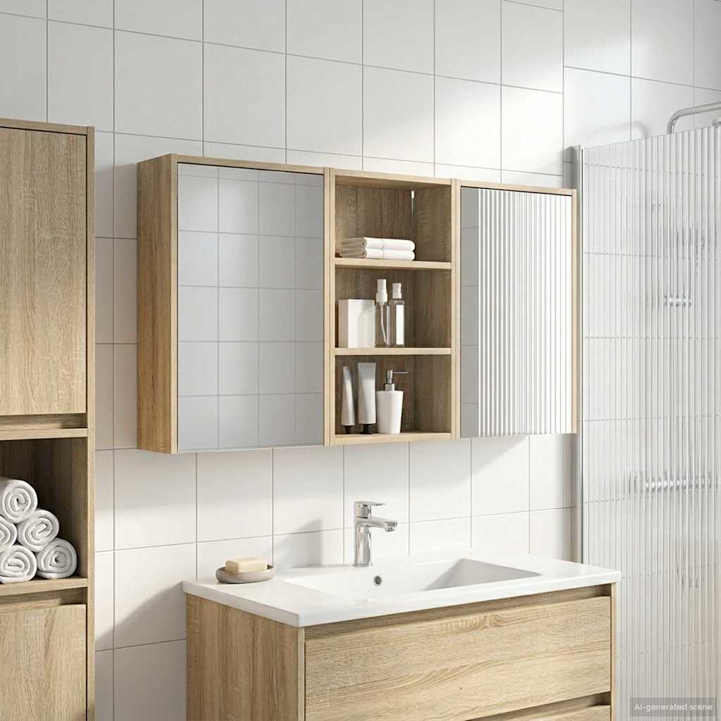 Badkamerkastenset 3 pcs 126 x 16 x 62.5 cm Bewerkt hout