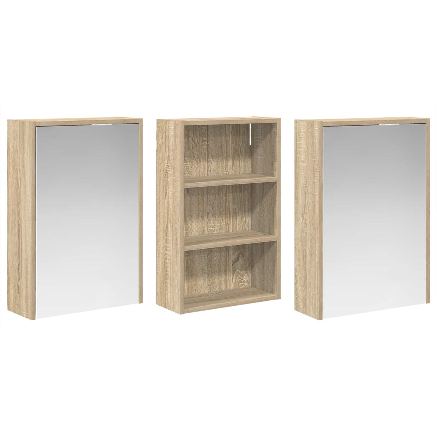 Badkamerkastenset 3 pcs 126 x 16 x 62.5 cm Bewerkt hout