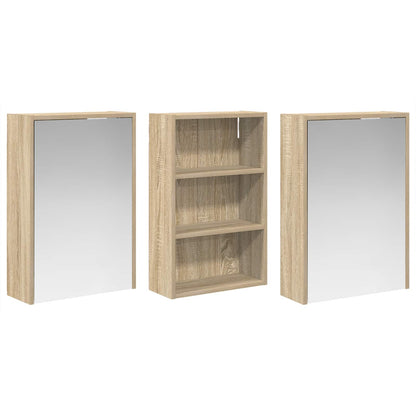 Badkamerkastenset 3 pcs 126 x 16 x 62.5 cm Bewerkt hout