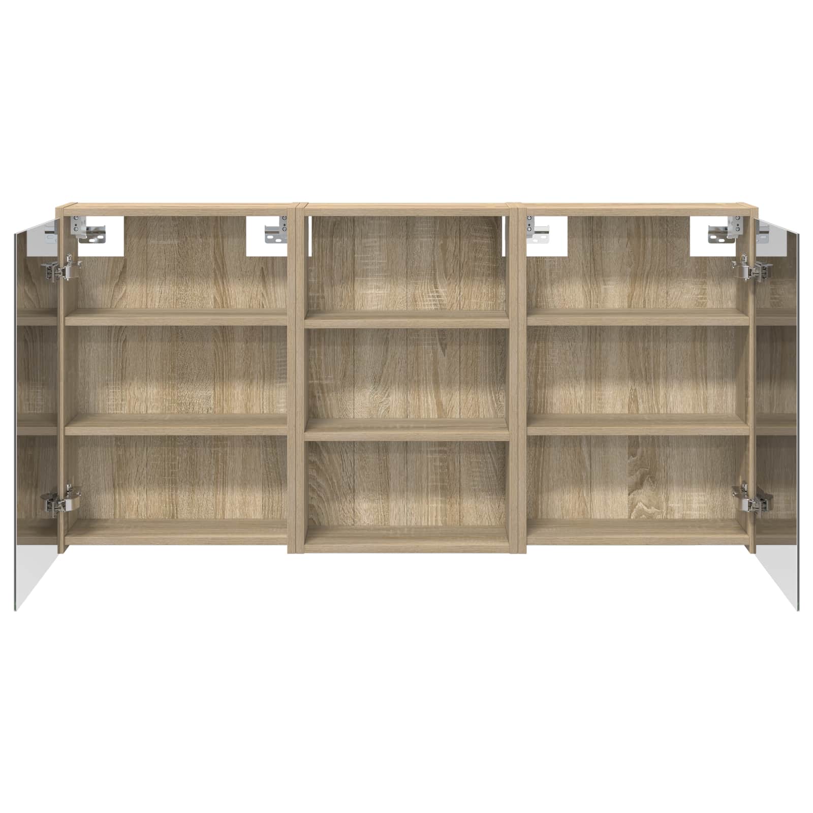 Badkamerkastenset 3 pcs 126 x 16 x 62.5 cm Bewerkt hout