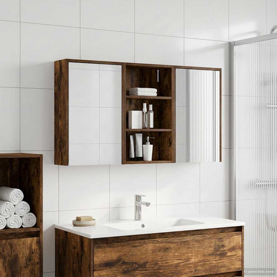 Badkamerkastenset 3 pcs 126 x 16 x 62.5 cm Bewerkt hout
