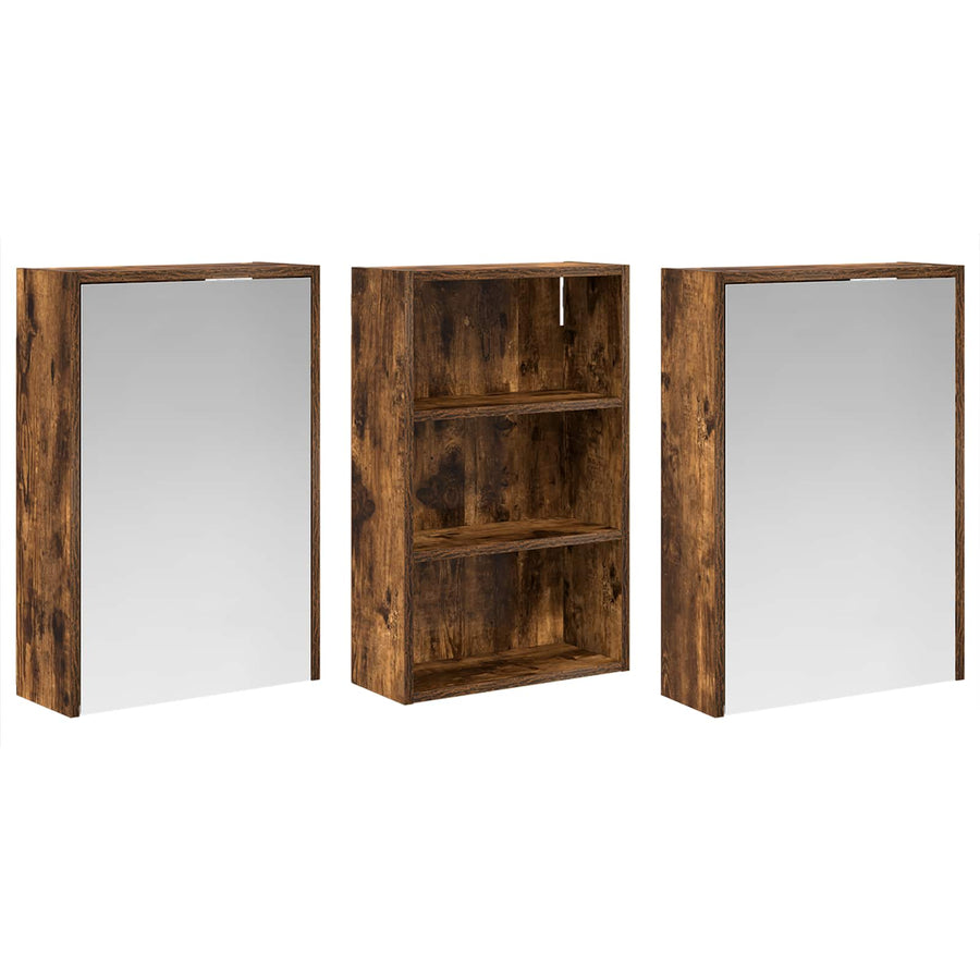 Badkamerkastenset 3 pcs 126 x 16 x 62.5 cm Bewerkt hout