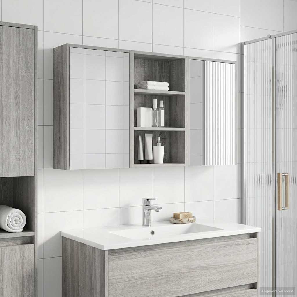 Badkamerkastenset 3 pcs 126 x 16 x 62.5 cm Bewerkt hout