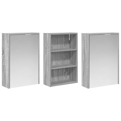 Badkamerkastenset 3 pcs 126 x 16 x 62.5 cm Bewerkt hout