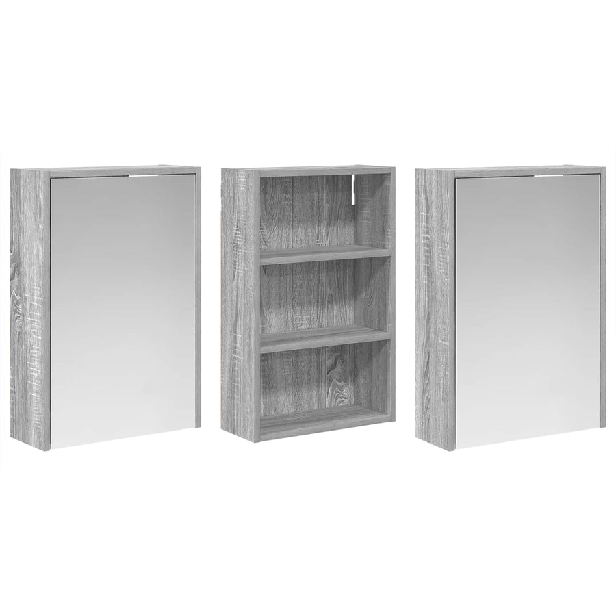 Badkamerkastenset 3 st 126 x 16 x 62.5 cm Bewerkt hout