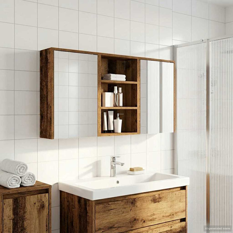 Badkamerkastenset 3 pcs 126 x 16 x 62.5 cm Bewerkt hout