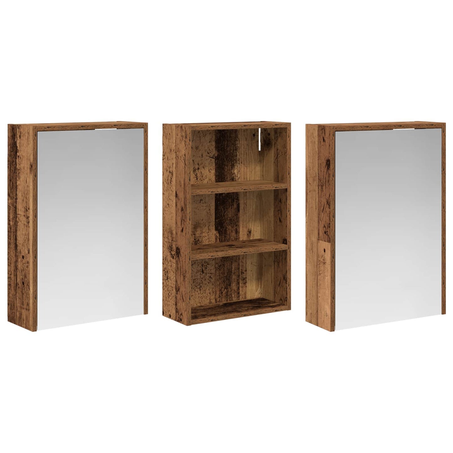 Badkamerkastenset 3 pcs 126 x 16 x 62.5 cm Bewerkt hout