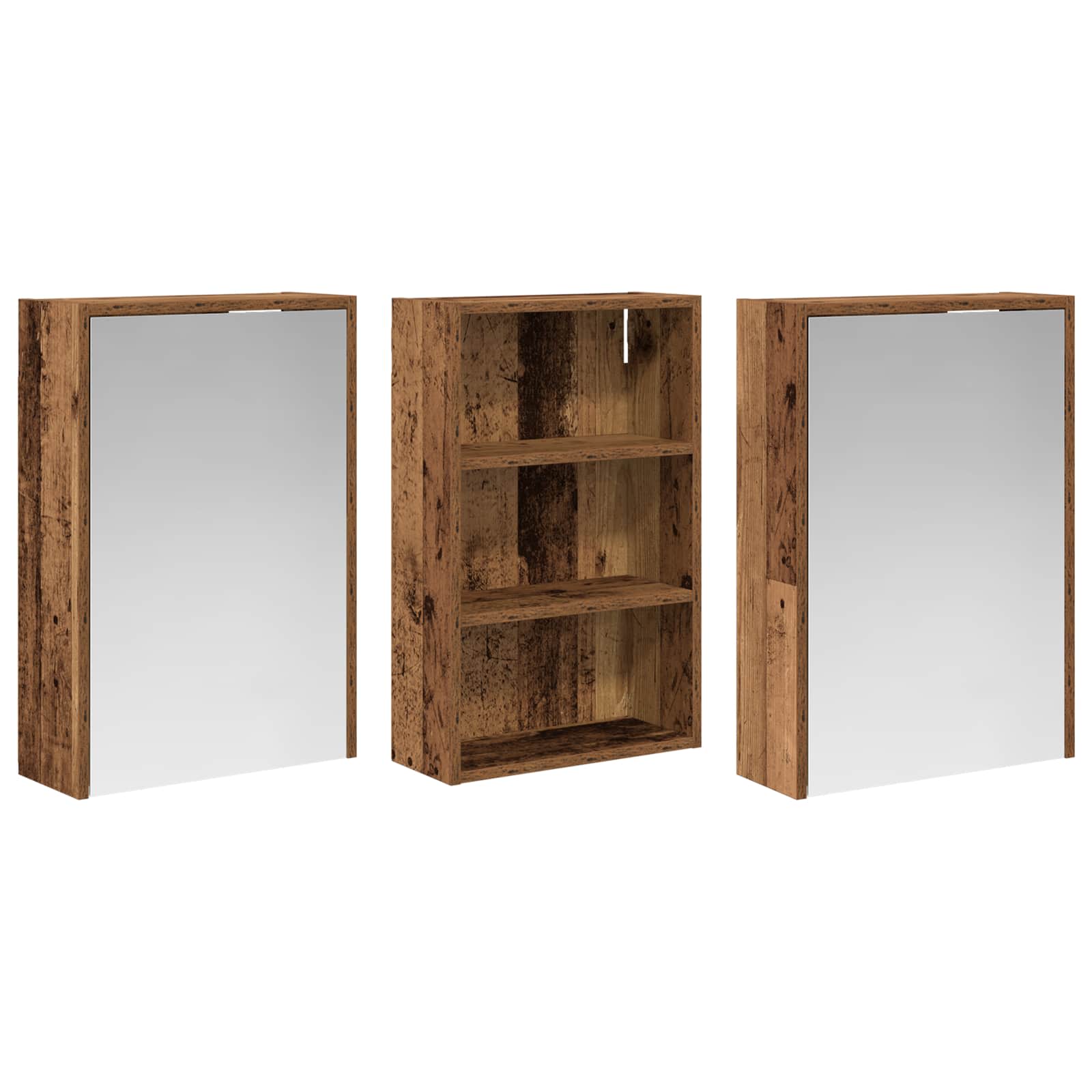 Badkamerkastenset 3 pcs 126 x 16 x 62.5 cm Bewerkt hout