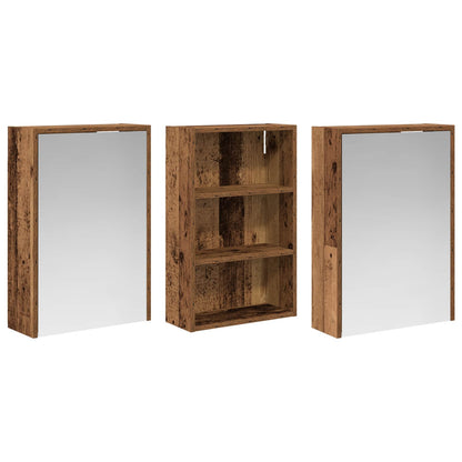 Badkamerkastenset 3 pcs 126 x 16 x 62.5 cm Bewerkt hout