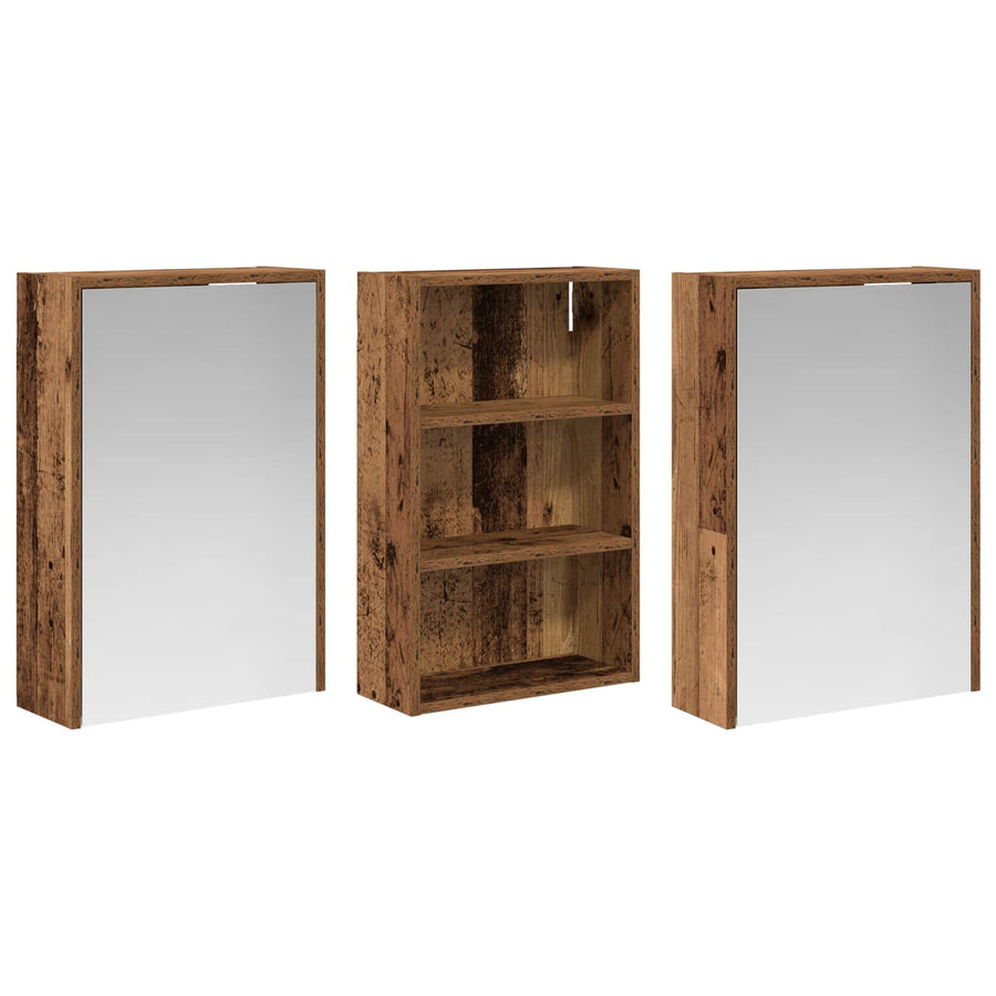 Badkamerkastenset 3 pcs 126 x 16 x 62.5 cm Bewerkt hout