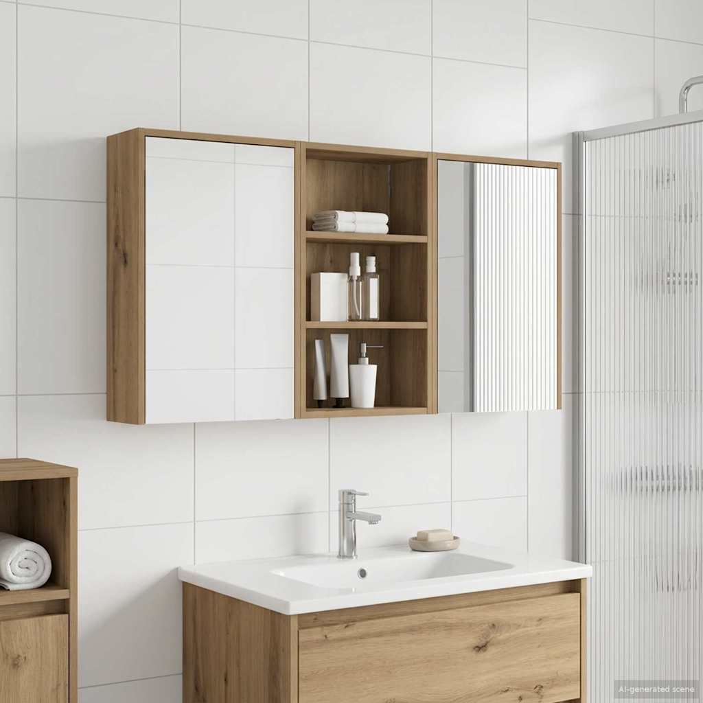 Badkamerkastenset 3 pcs 126 x 16 x 62.5 cm Bewerkt hout