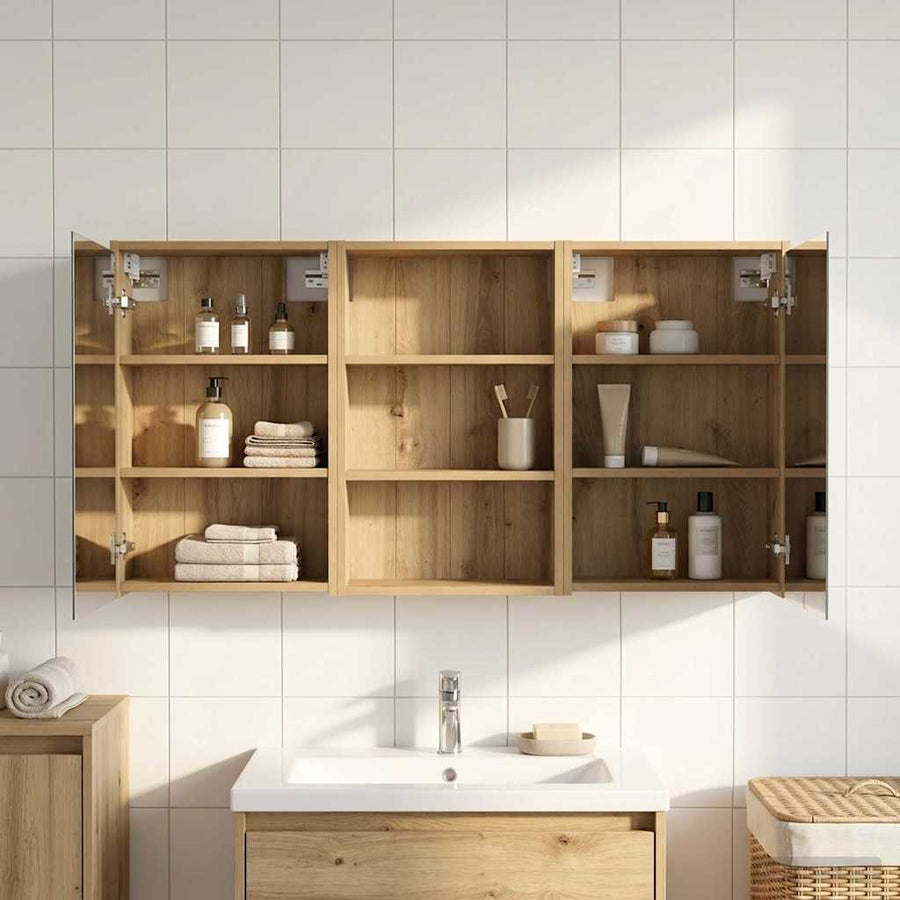 Badkamerkastenset 3 st 126 x 16 x 62.5 cm Bewerkt hout