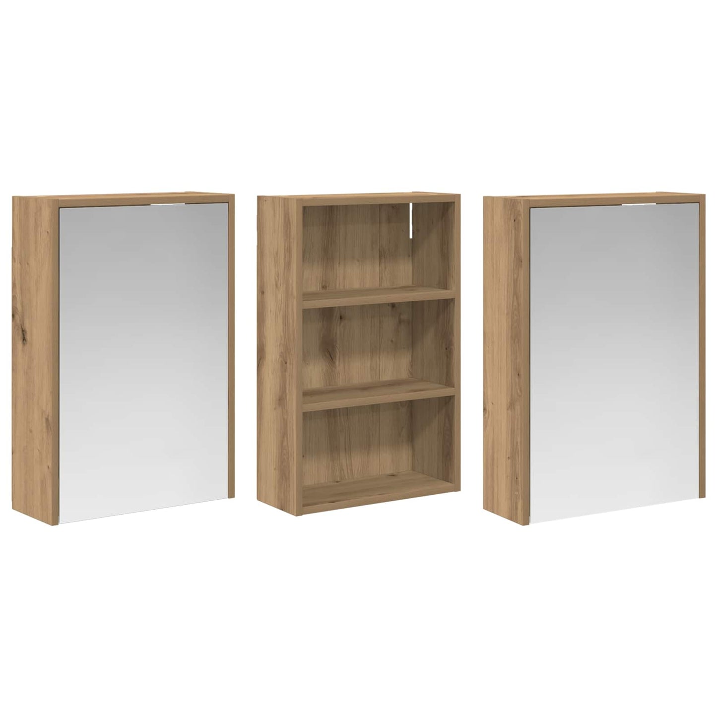 Badkamerkastenset 3 pcs 126 x 16 x 62.5 cm Bewerkt hout