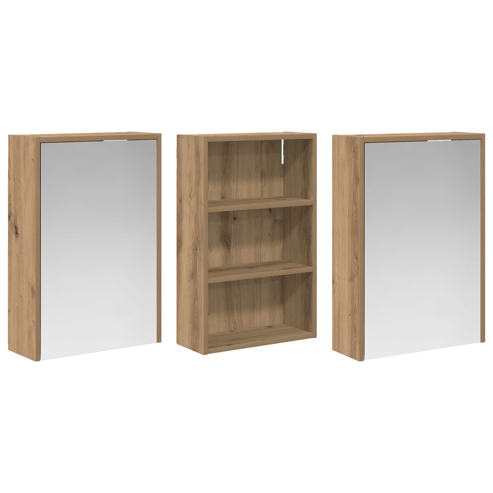 Badkamerkastenset 3 pcs 126 x 16 x 62.5 cm Bewerkt hout