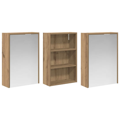 Badkamerkastenset 3 pcs 126 x 16 x 62.5 cm Bewerkt hout