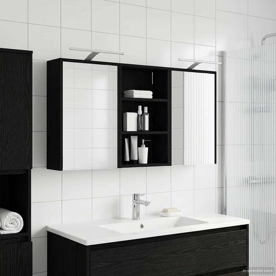 Badkamerkastenset 3 pcs 126 x 16 x 62.5 cm Bewerkt hout