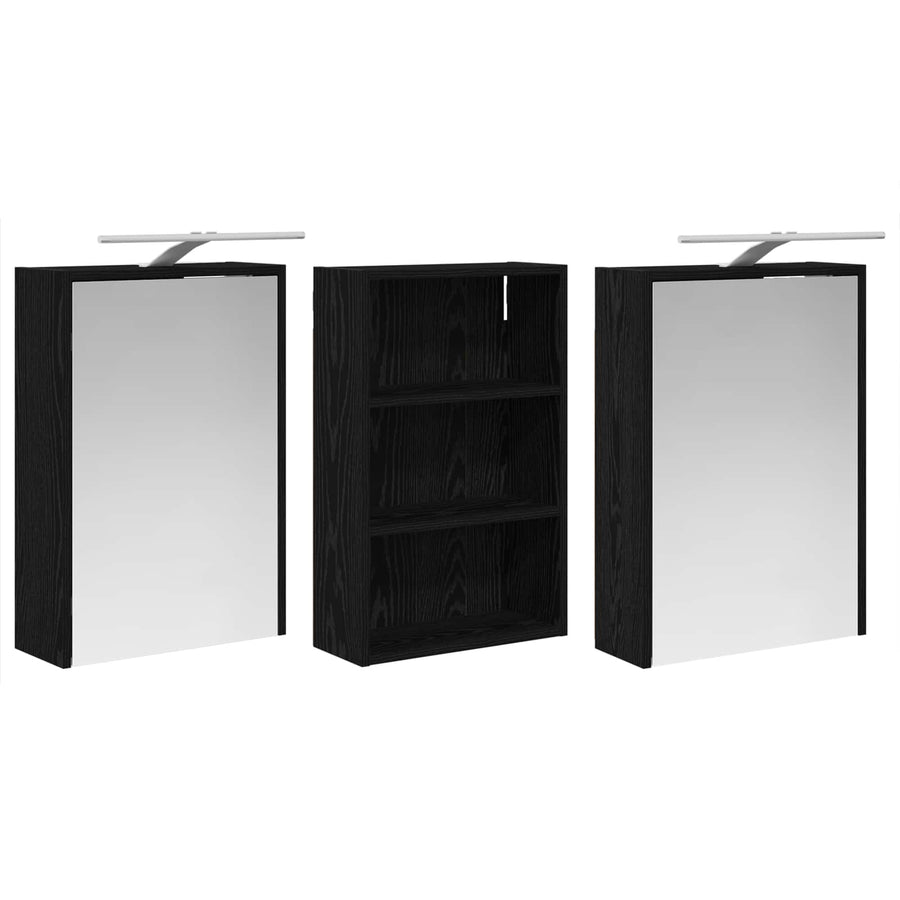 Badkamerkastenset 3 pcs 126 x 16 x 62.5 cm Bewerkt hout