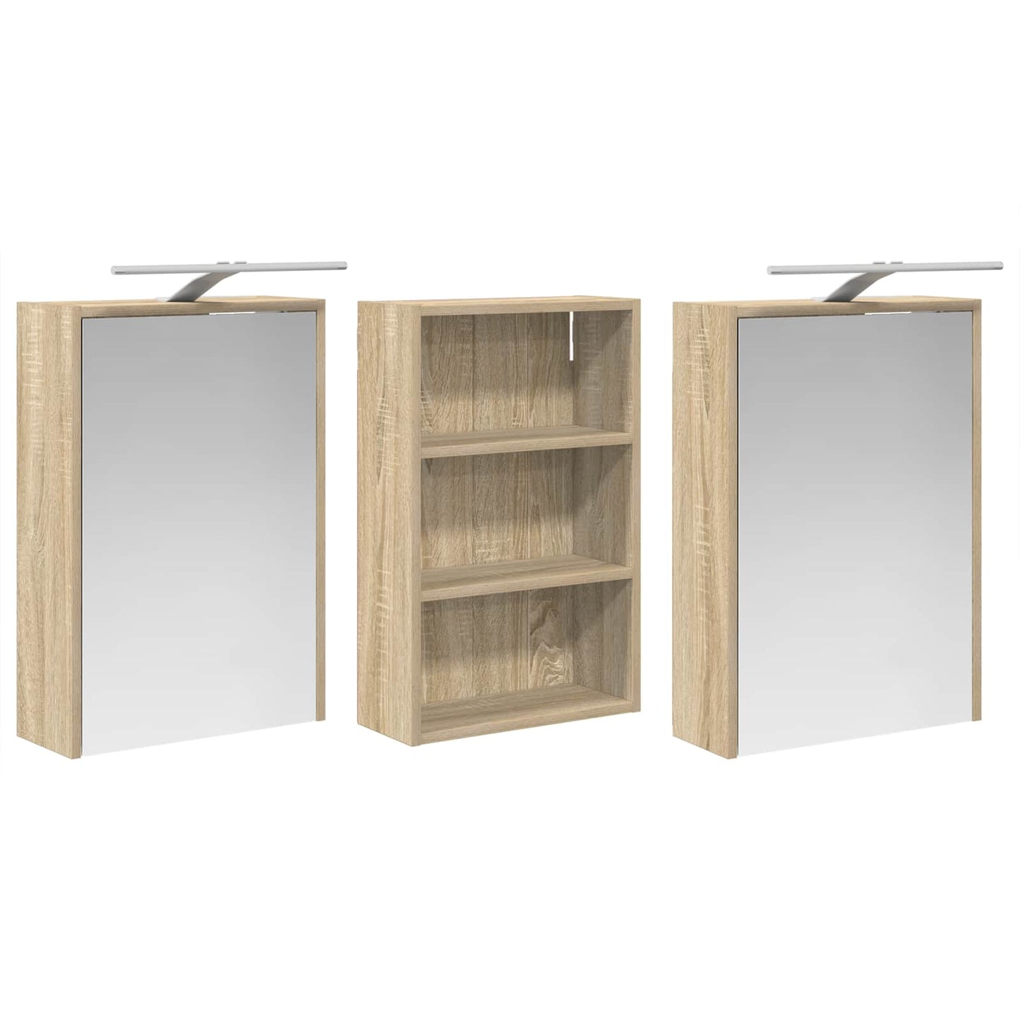 Badkamerkastenset 3 pcs 126 x 16 x 62.5 cm Bewerkt hout