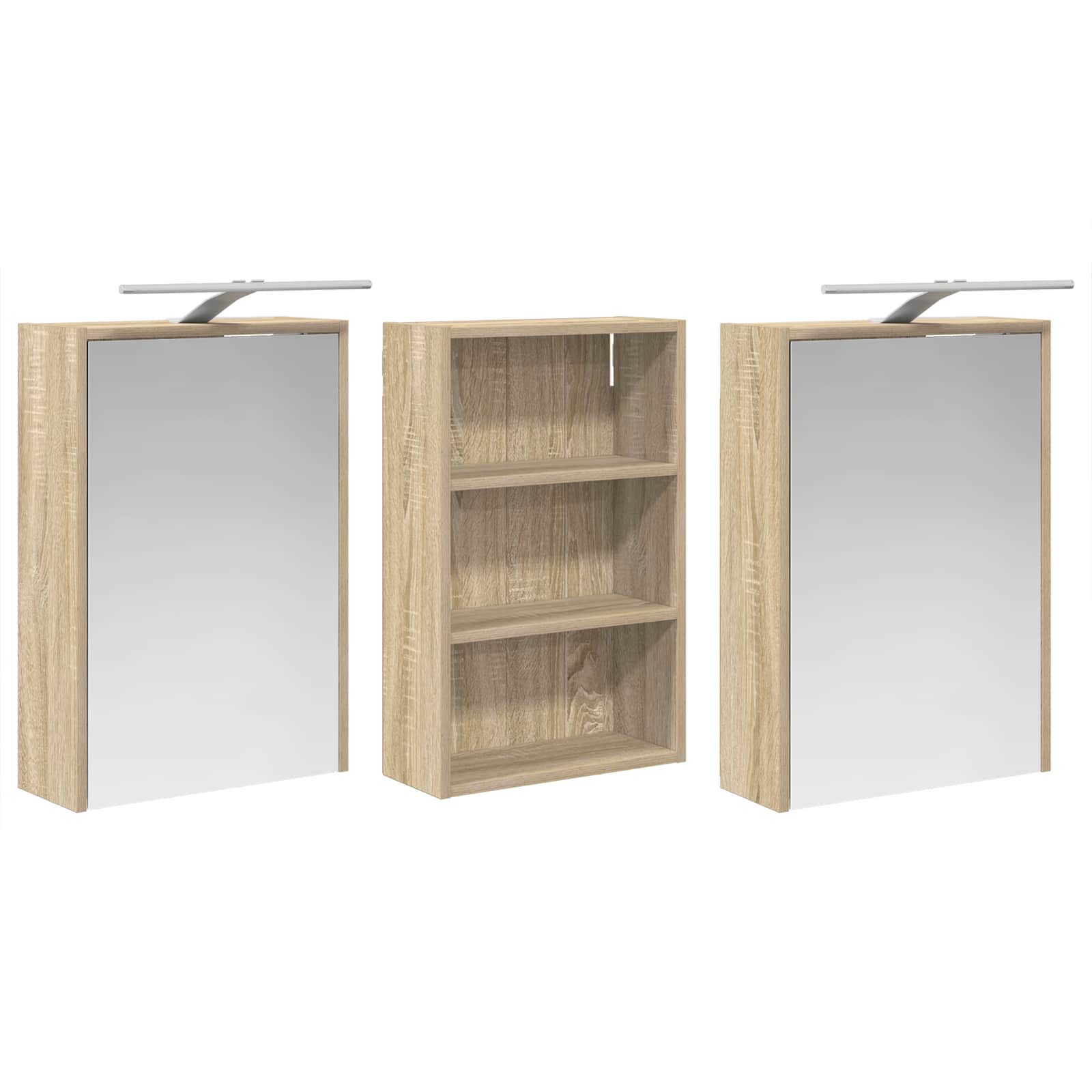 Badkamerkastenset 3 pcs 126 x 16 x 62.5 cm Bewerkt hout