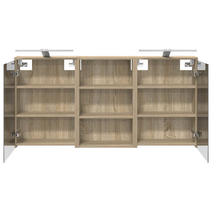 Badkamerkastenset 3 pcs 126 x 16 x 62.5 cm Bewerkt hout