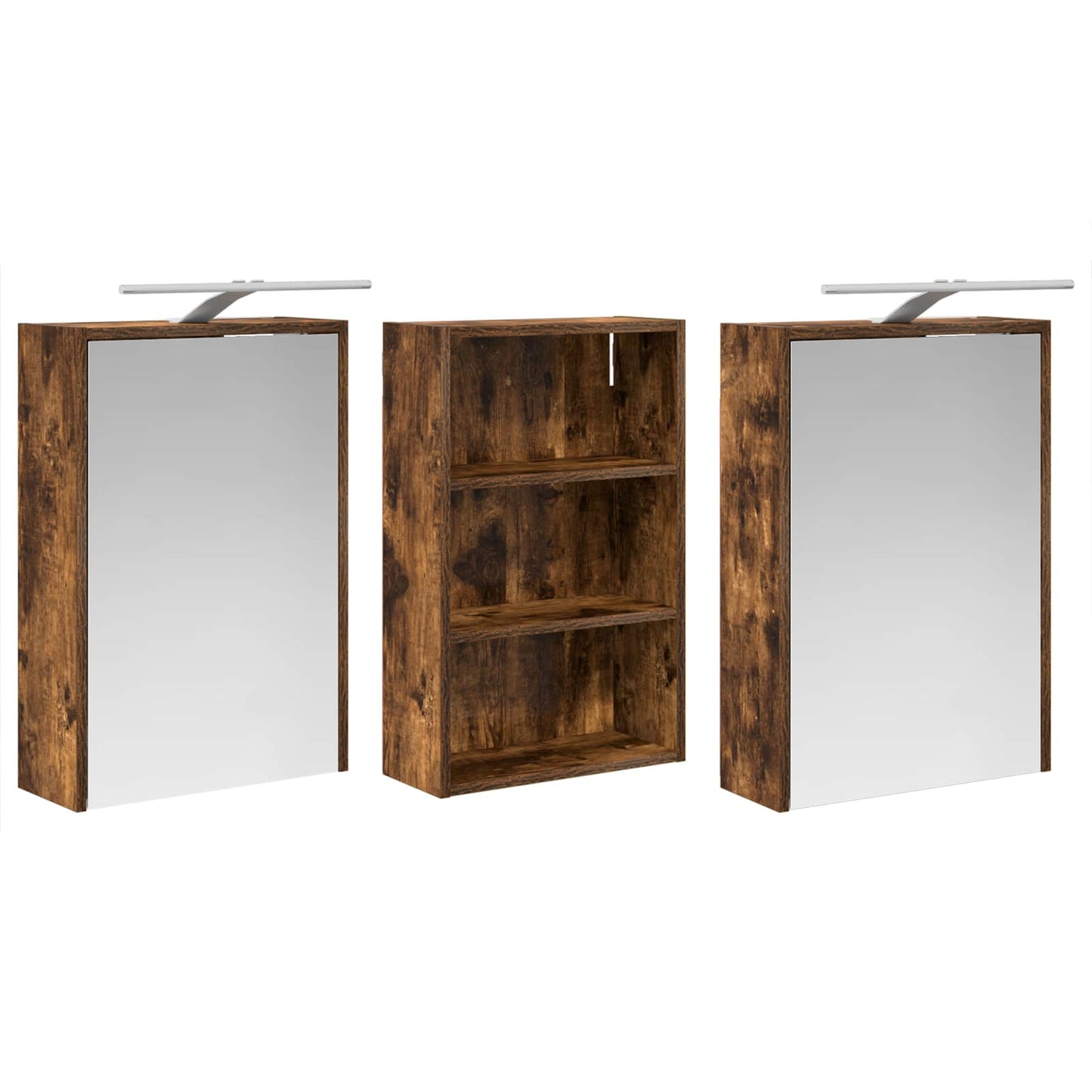 Badkamerkastenset 3 pcs 126 x 16 x 62.5 cm Bewerkt hout