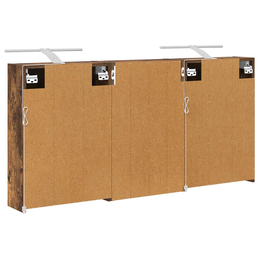 Badkamerkastenset 3 pcs 126 x 16 x 62.5 cm Bewerkt hout