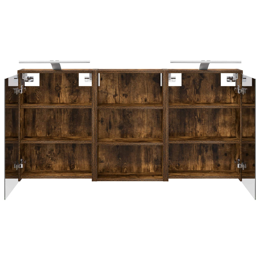 Badkamerkastenset 3 pcs 126 x 16 x 62.5 cm Bewerkt hout