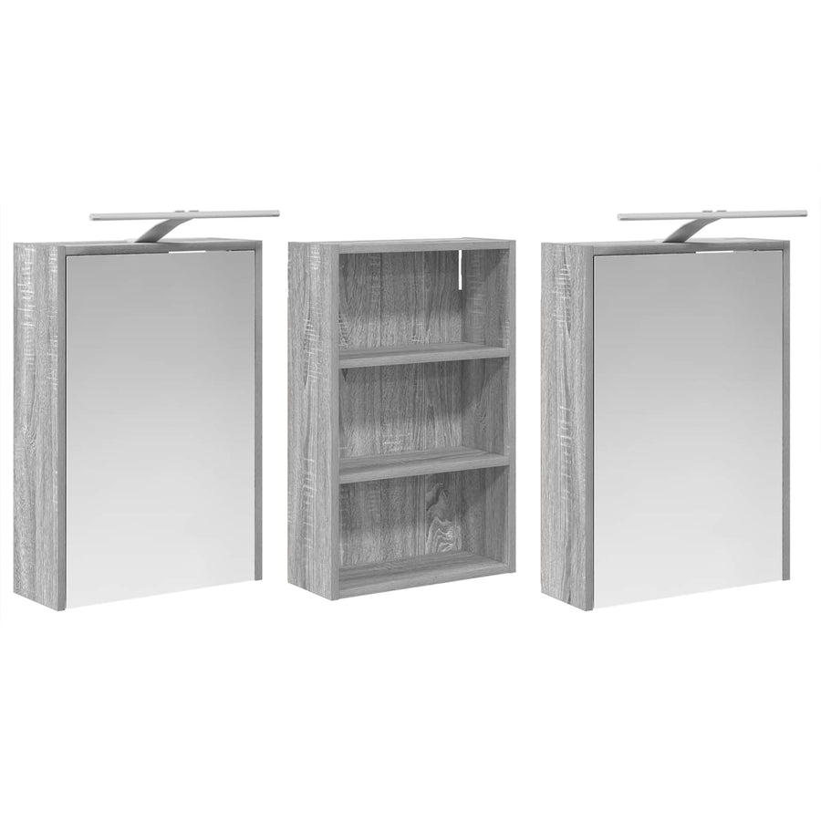 Badkamerkastenset 3 pcs 126 x 16 x 62.5 cm Bewerkt hout