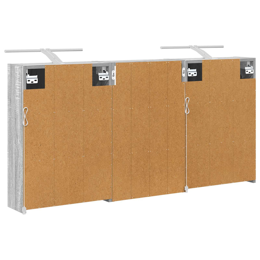 Badkamerkastenset 3 pcs 126 x 16 x 62.5 cm Bewerkt hout