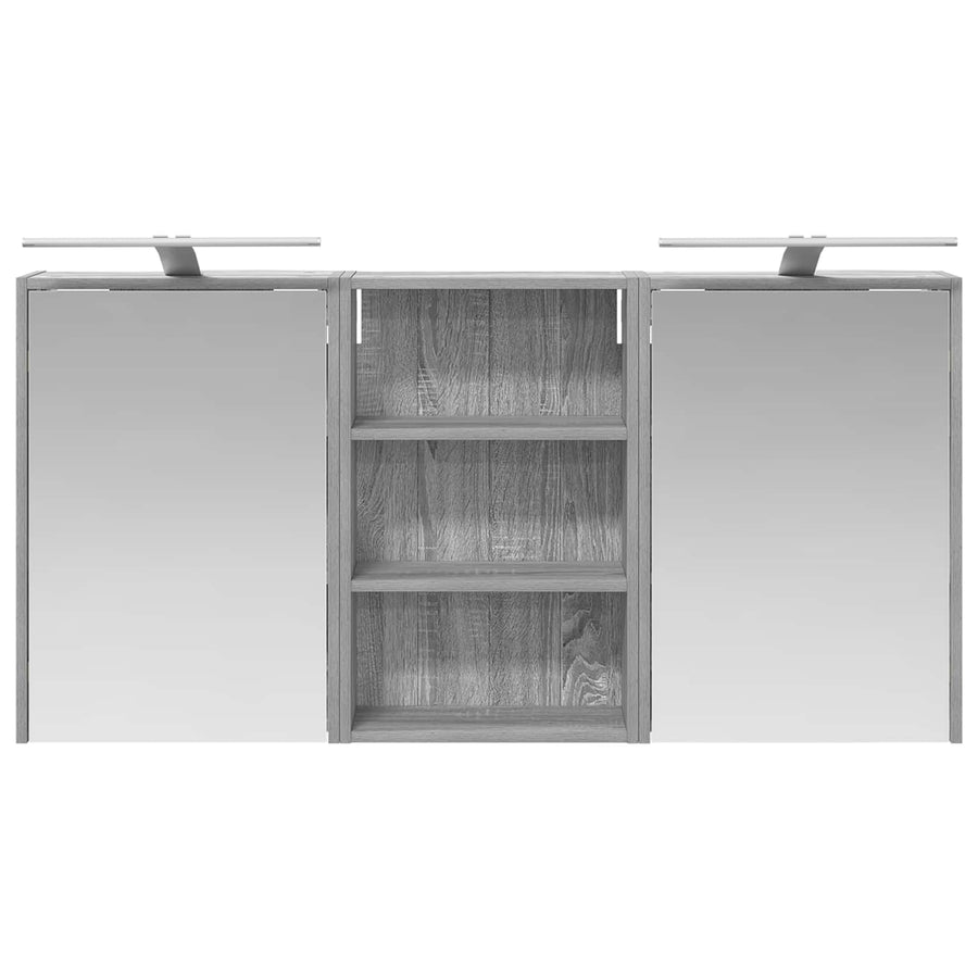 Badkamerkastenset 3 pcs 126 x 16 x 62.5 cm Bewerkt hout