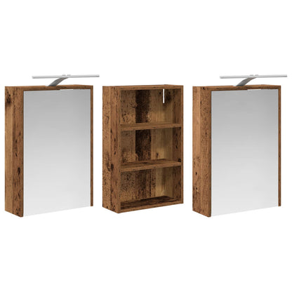 Badkamerkastenset 3 pcs 126 x 16 x 62.5 cm Bewerkt hout