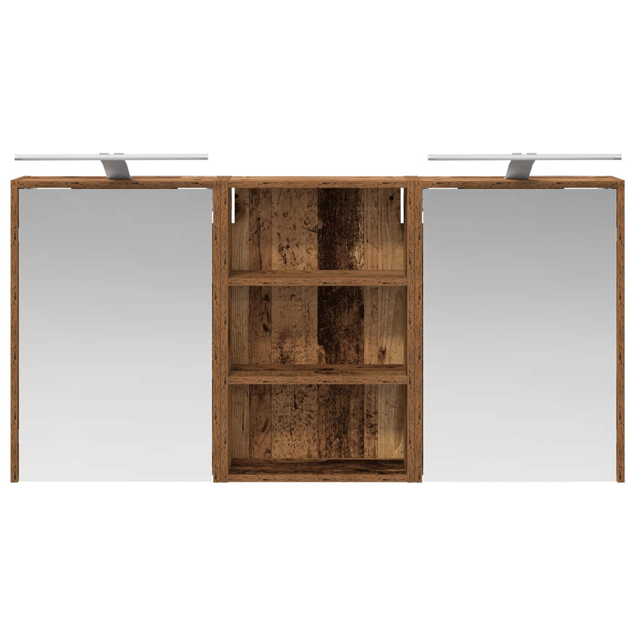 Badkamerkastenset 3 pcs 126 x 16 x 62.5 cm Bewerkt hout