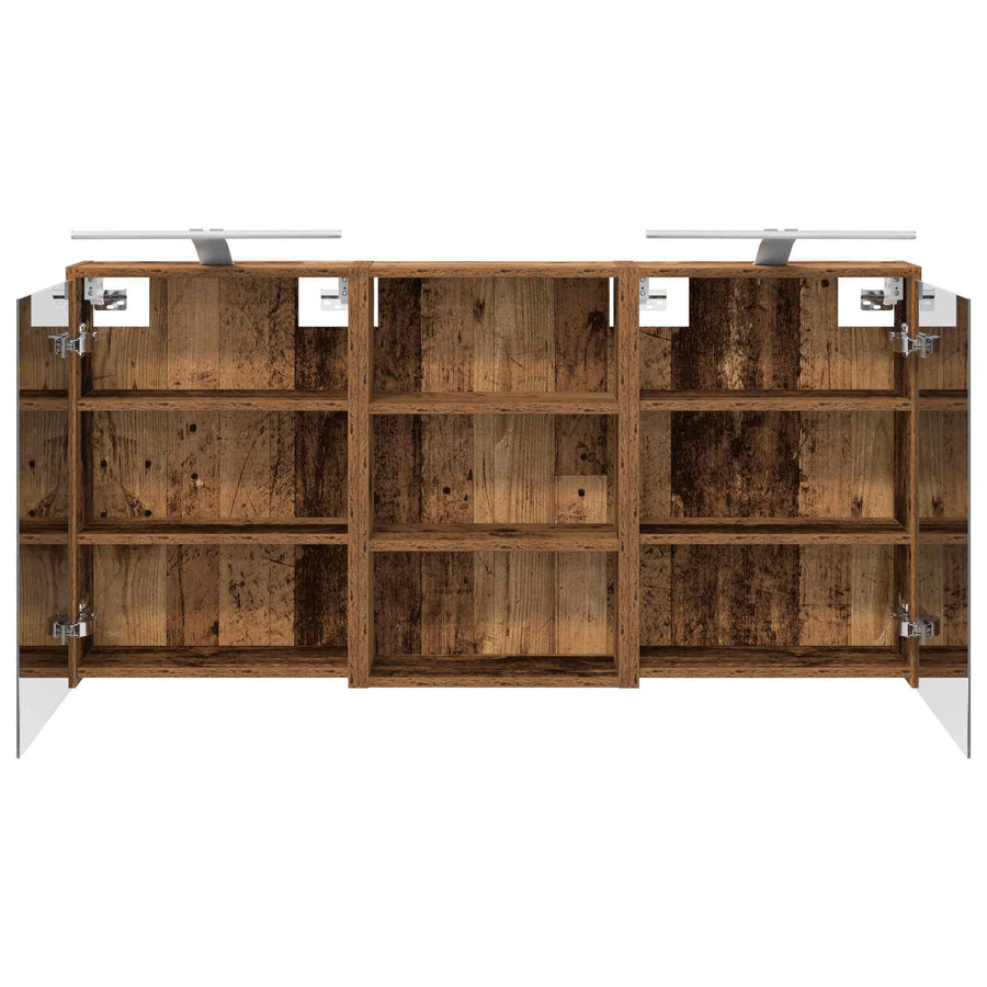 Badkamerkastenset 3 pcs 126 x 16 x 62.5 cm Bewerkt hout