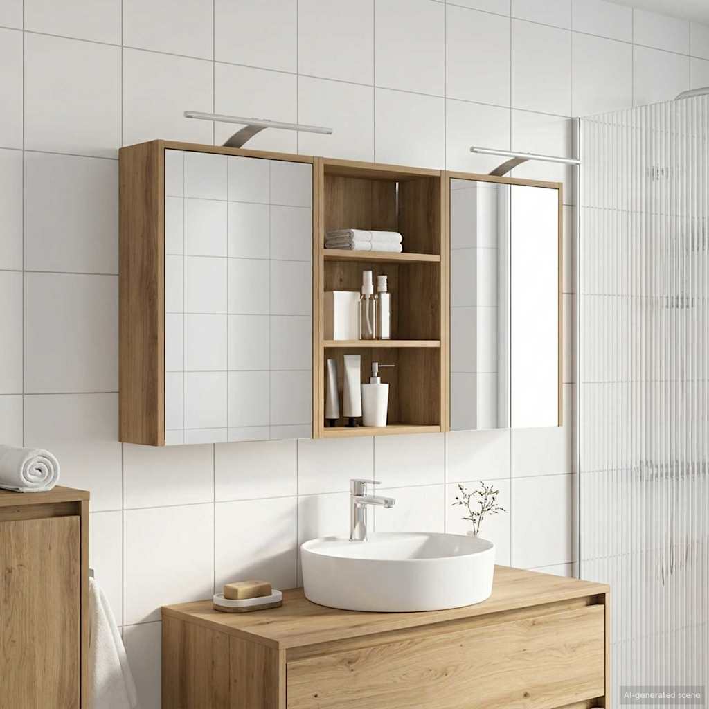 Badkamerkastenset 3 pcs 126 x 16 x 62.5 cm Bewerkt hout