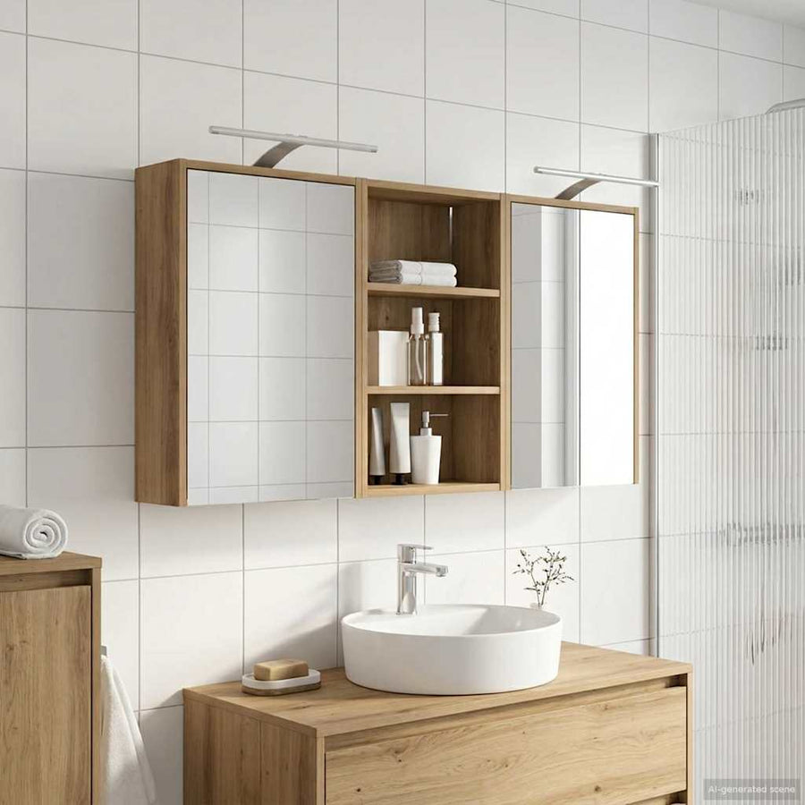 Badkamerkastenset 3 st 126 x 16 x 62.5 cm Bewerkt hout