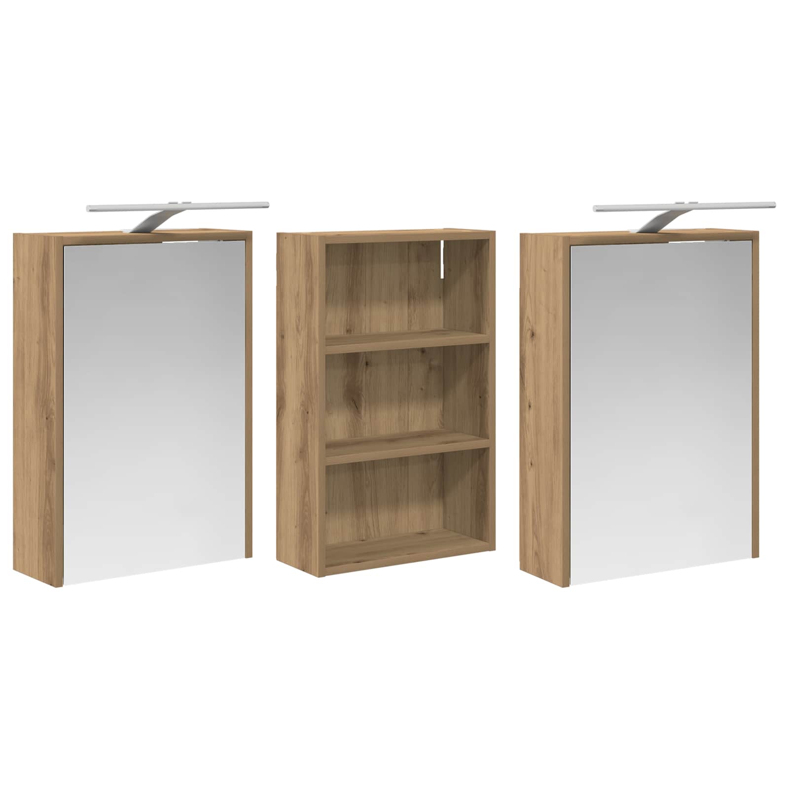 Badkamerkastenset 3 pcs 126 x 16 x 62.5 cm Bewerkt hout