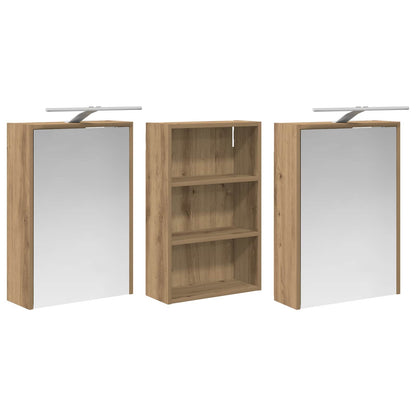 Badkamerkastenset 3 pcs 126 x 16 x 62.5 cm Bewerkt hout